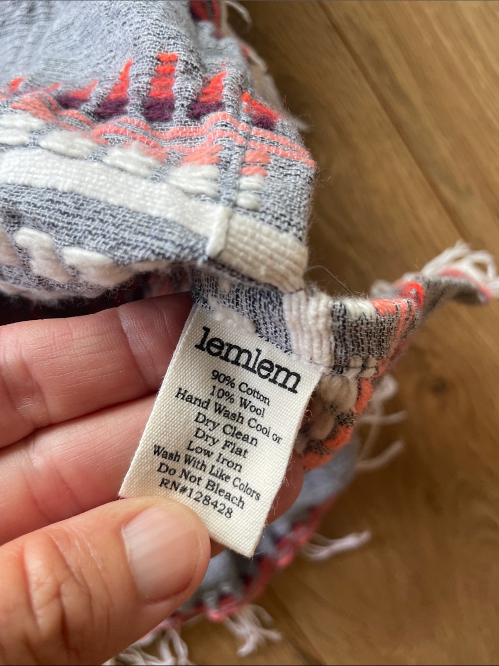 Lemlem Gray Knit Hooded Pullover with Pink Logo Detail - Picture 3 of 11
